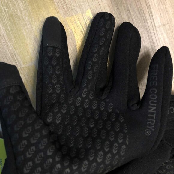 NWT FREE COUNTRY Gloves Touchscreen Compatible Non-Slip Grip Black M/L - Picture 3 of 4